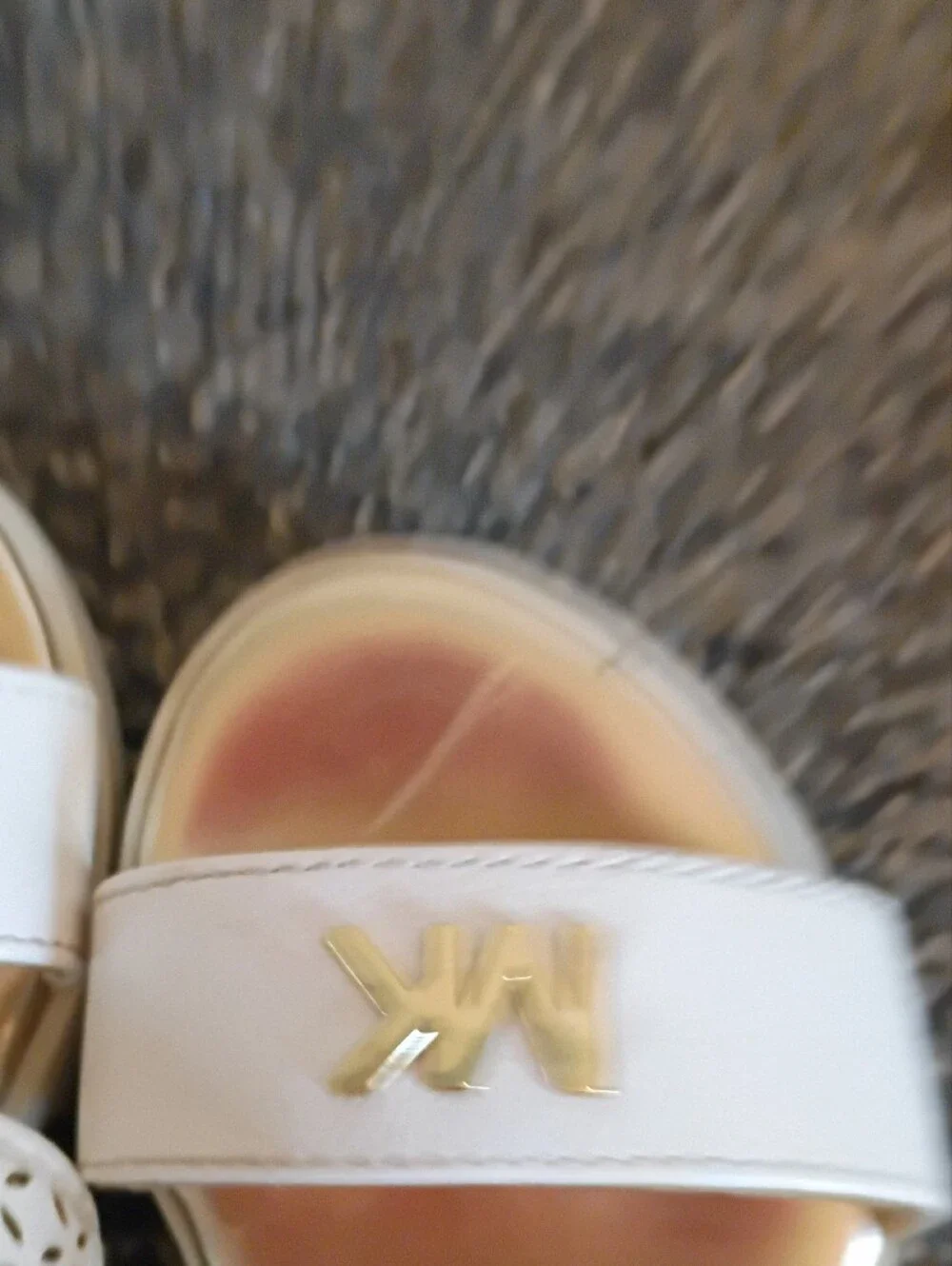 Michael Kors Kids White and Gold MK Logo Sandals